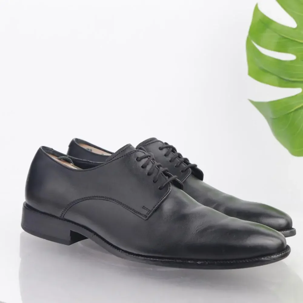 Cole‎ Haan Mens Williams Oxfords Size 10 M Black Leather Plain Derby Dress Shoes